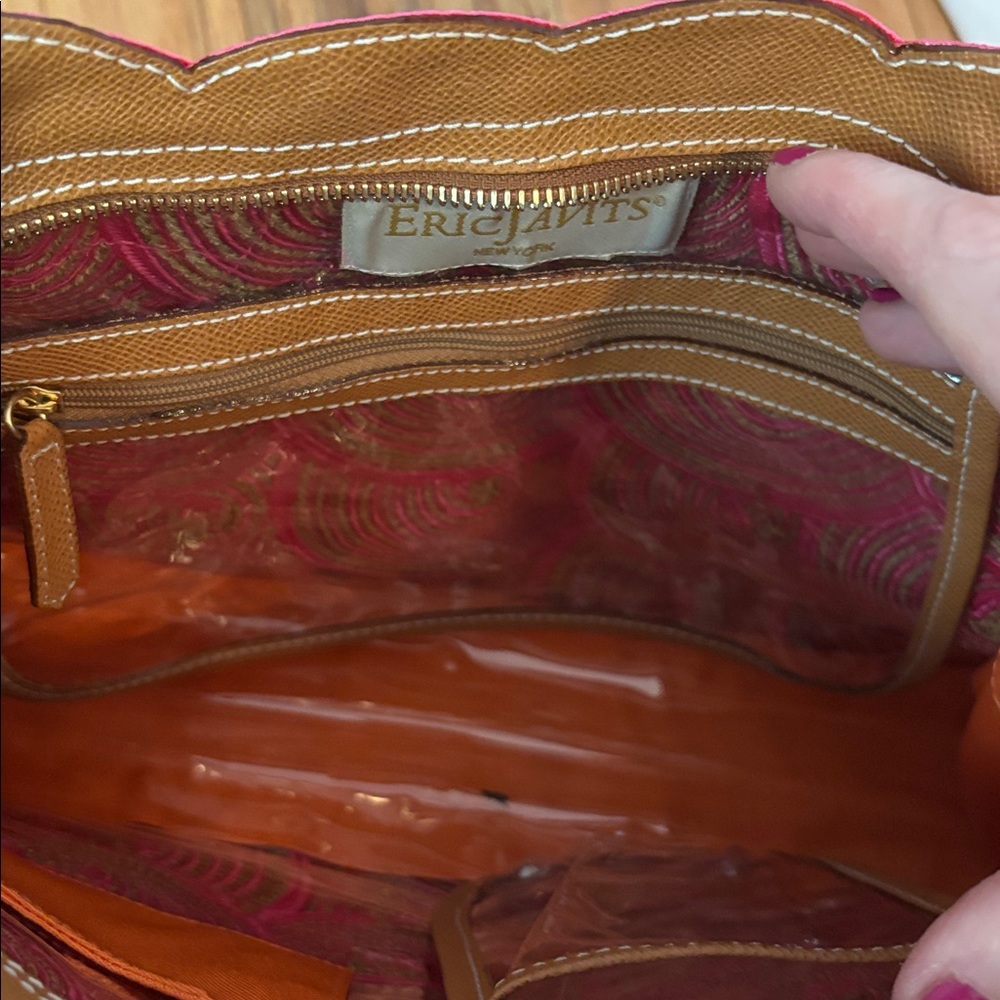 ERIC JAVITS limited edition Lil Circles Tan Pink leather bag - Picture 11 of 13